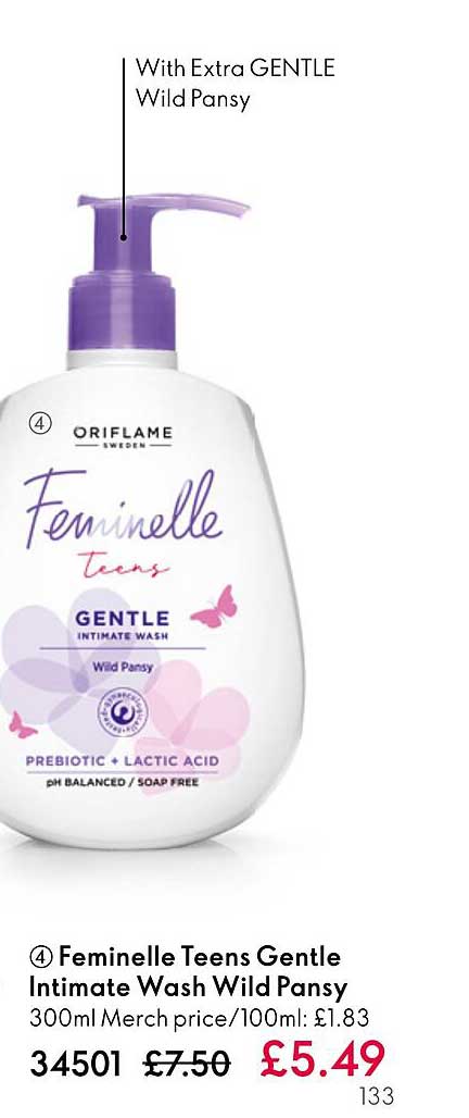 feminelle teens gentle intimate wash wild pansy