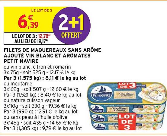 filets de maquereaux sans arôme ajouté vin blanc et arômates petit navire