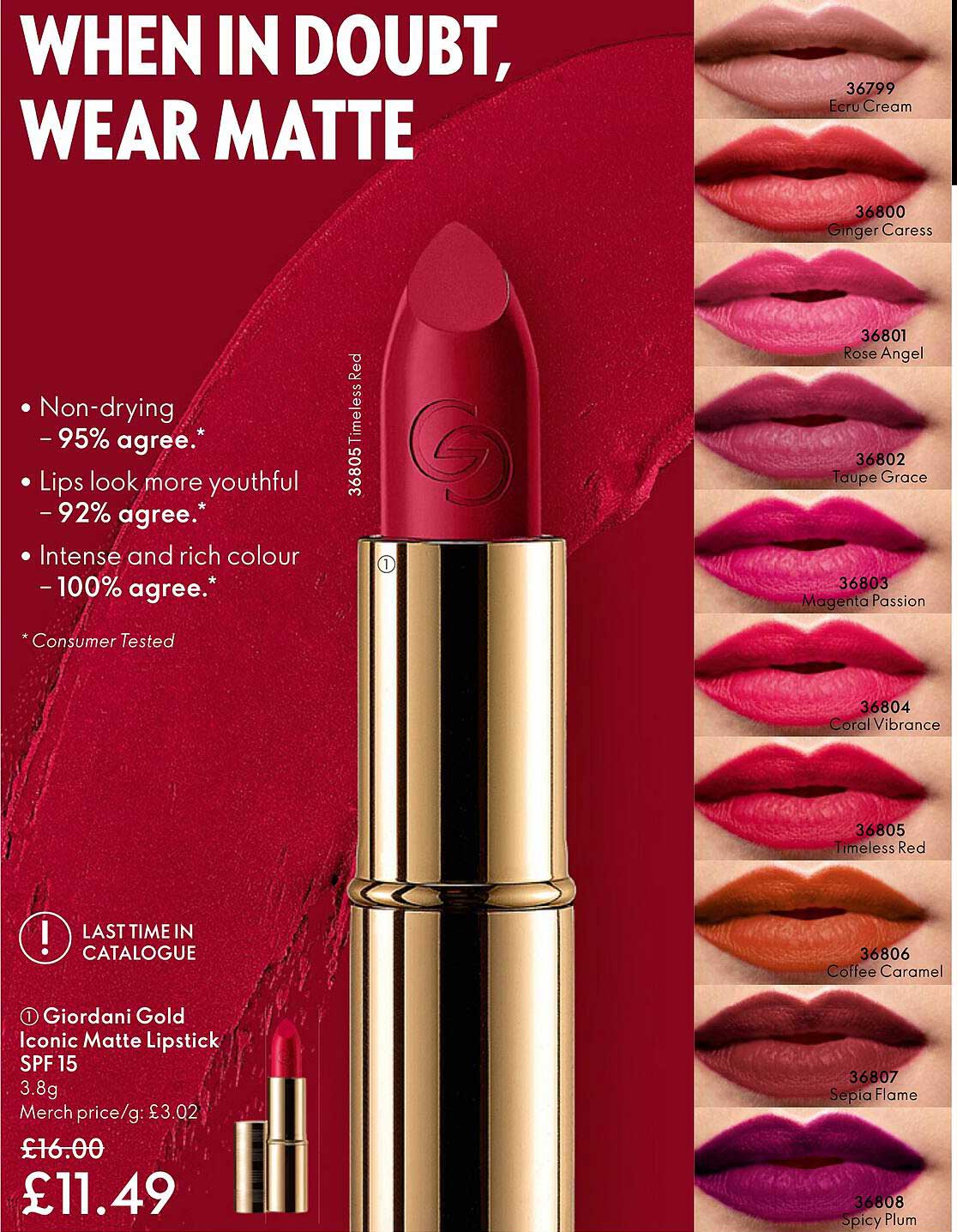 giordani gold iconic matte lipstick spf 15