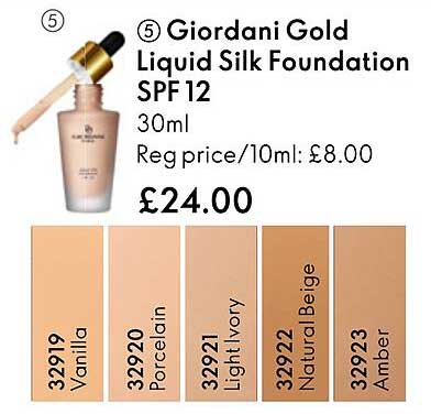 giordani gold liquid silk foundation spf 12