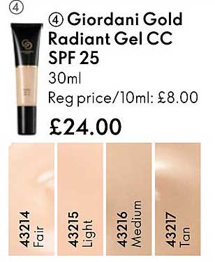 giordani gold radiant gel cc spf 25