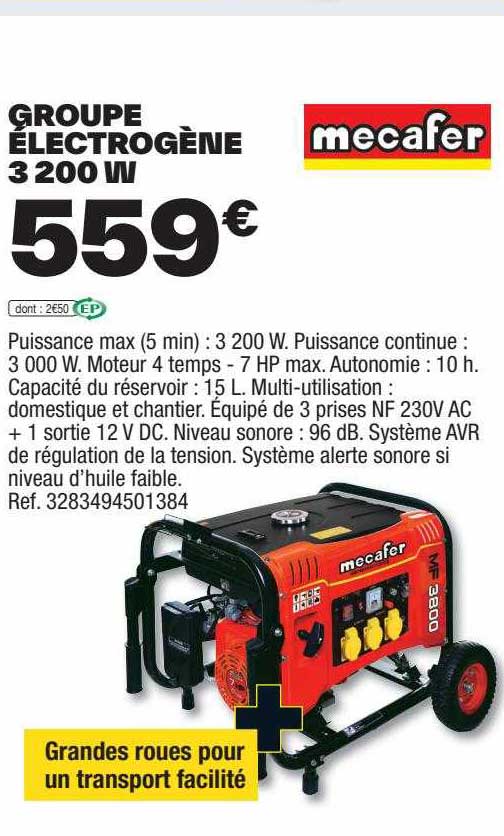 groupe électrogène 3200w mecafer