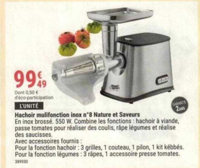 hachoir multifonction inox n°8 nature et saveurs