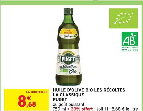 huile d'olive bio les récoltes la classique puget