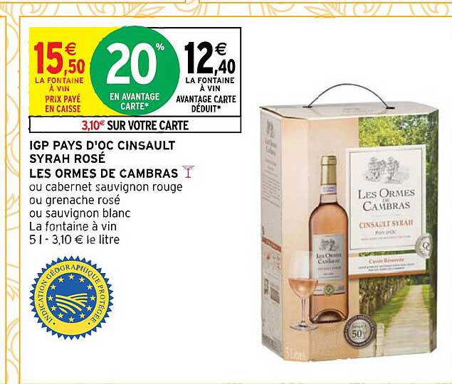 igp pays d'oc cinsault syrah rosé les ormes de cambras