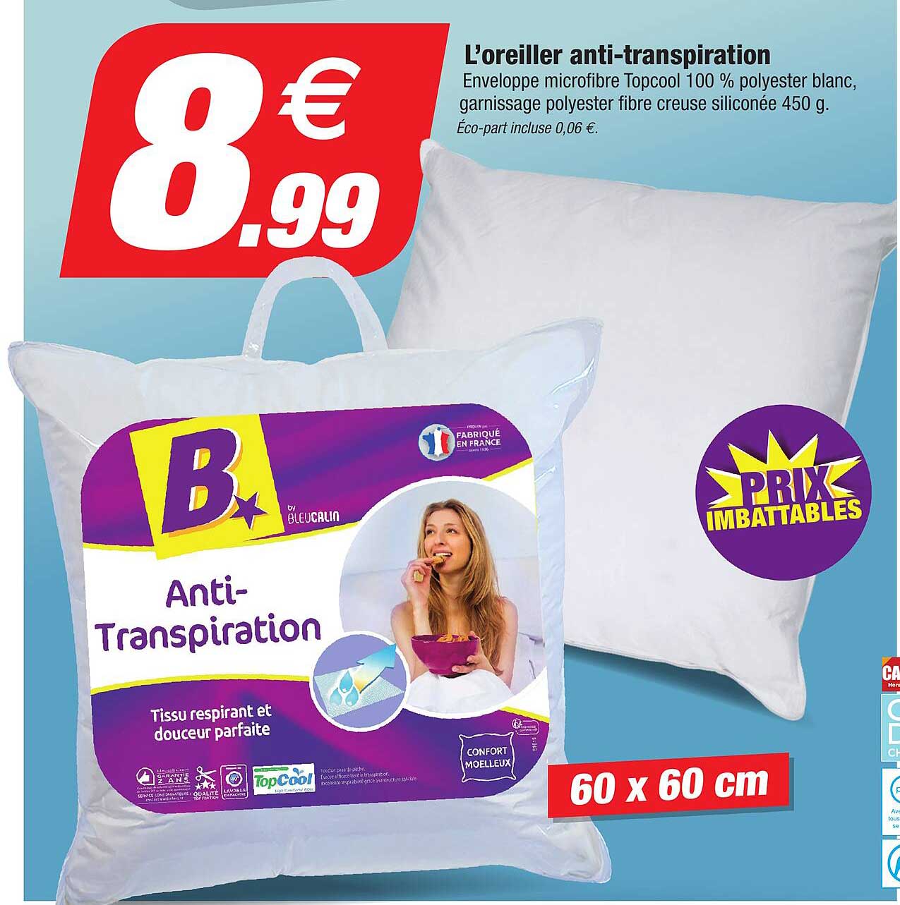 l'oreiller anti-transpiration