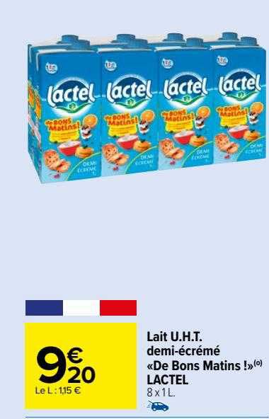 lait u.h.t. demi-écrémé «de bons matins!» lactel