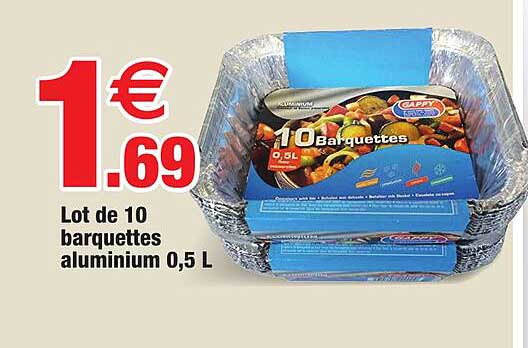 lot de 10 barquettes aluminium 0,5l