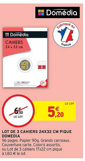 Lot De 3 Cahiers 24 X 32 Cm Pique Domédia