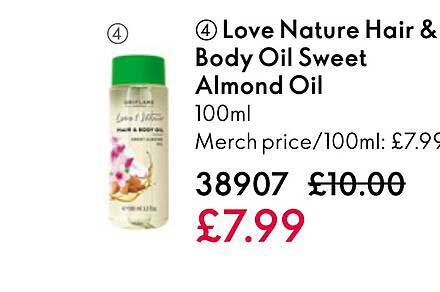love nature hair & body oil sweet almond oil