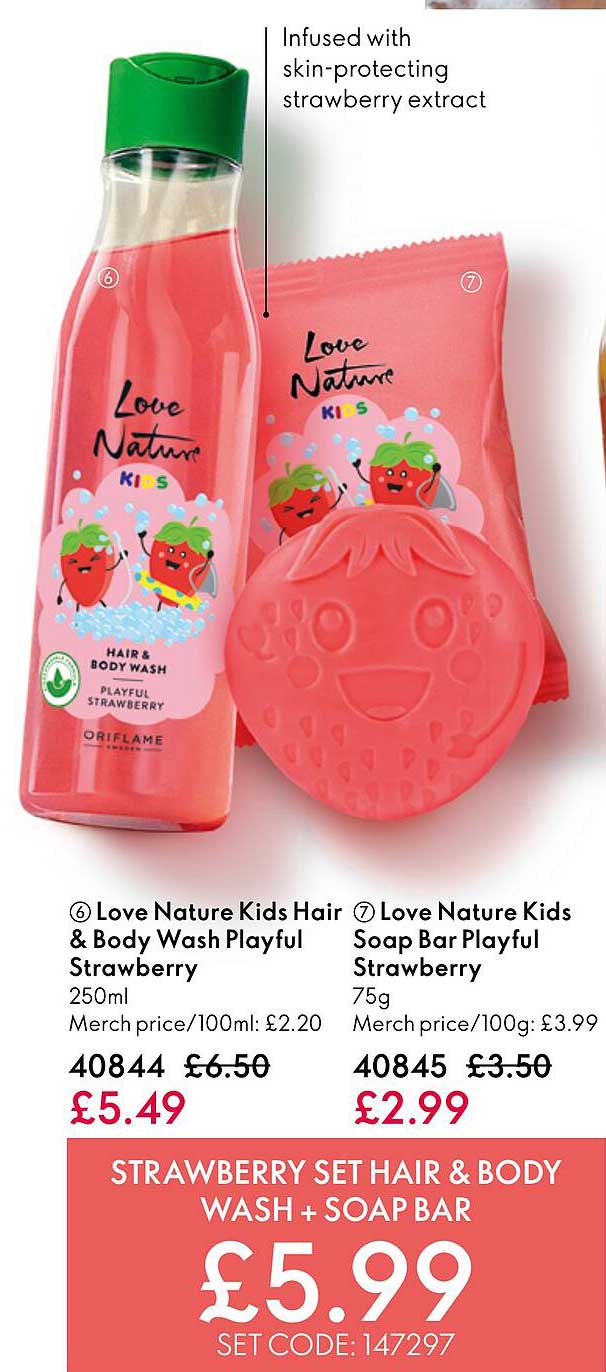 love nature kids hair & body wash playful strawberry, love nature kids soap bar playful strawberry