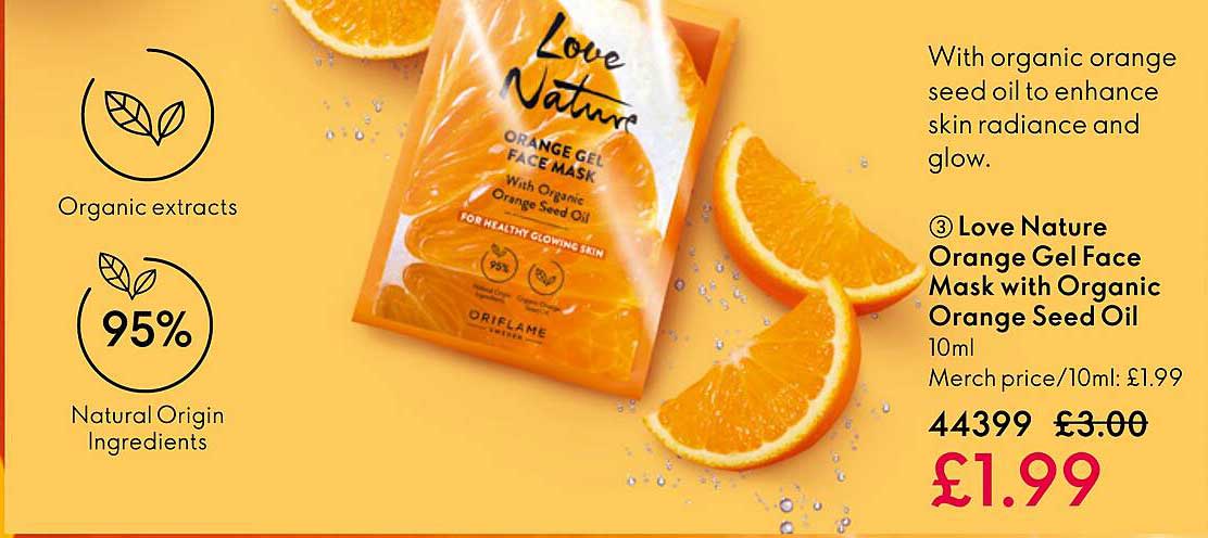 love nature orange gel face mask with organic orange seed oil
