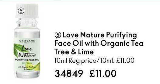 Love Nature Purifying Face Oil With Organic Tea Tree & Lime