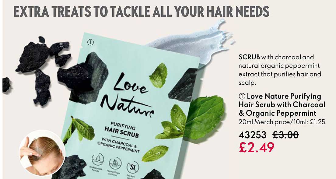 Love Nature Purifying Hair Scrub With Charcoal & Organic Peppermint