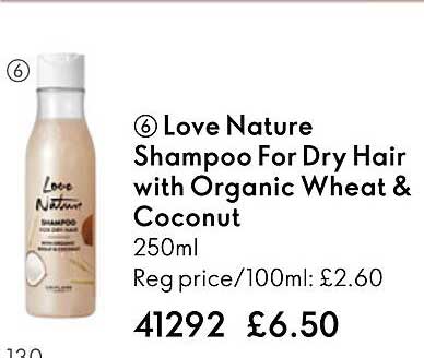 love nature shampoo for dry hair with organic wheat & coconut