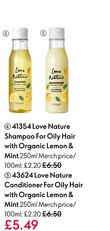 love nature shampoo for oily hair with organic lemon & mint, love nature conditioner for oily hair with organic lemon & mint