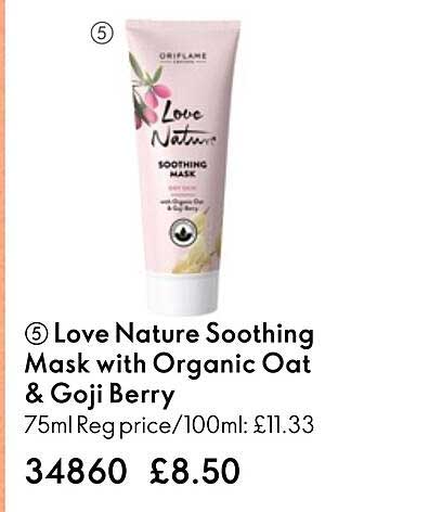 love nature soothing mask with organic oat & goji berry
