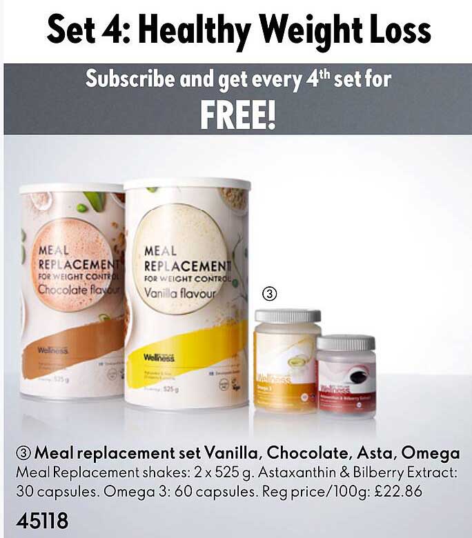 Meal Replacement Set Vanilla, Chocolate, Asta, Omega