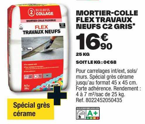 mortier-colle flex travaux neufs c2 gris