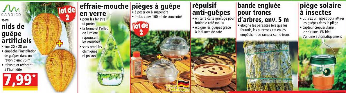 nids de guêpe artificiels gardigo, effraie-mouche en verre, pièges à guêpe, répulsif anti-guêpes, bande engluée pour troncs d'arbres, env. 5m, piège solaire à insectes