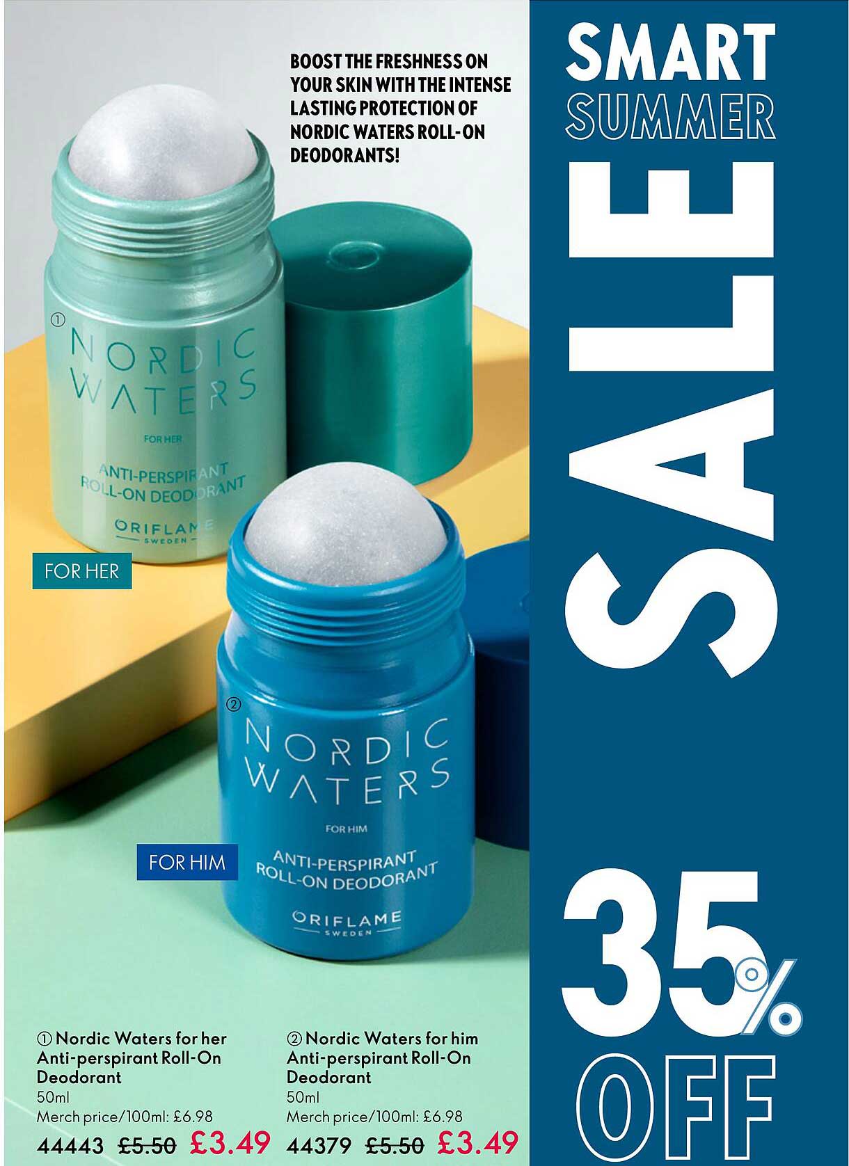 nordic waters for her anti-perspirant roll-on deodorant, nordic waters for him anti-perspirant roll-on deodorant