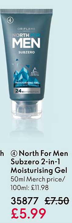 north for men subrzero 2-in-1 moisturising gel