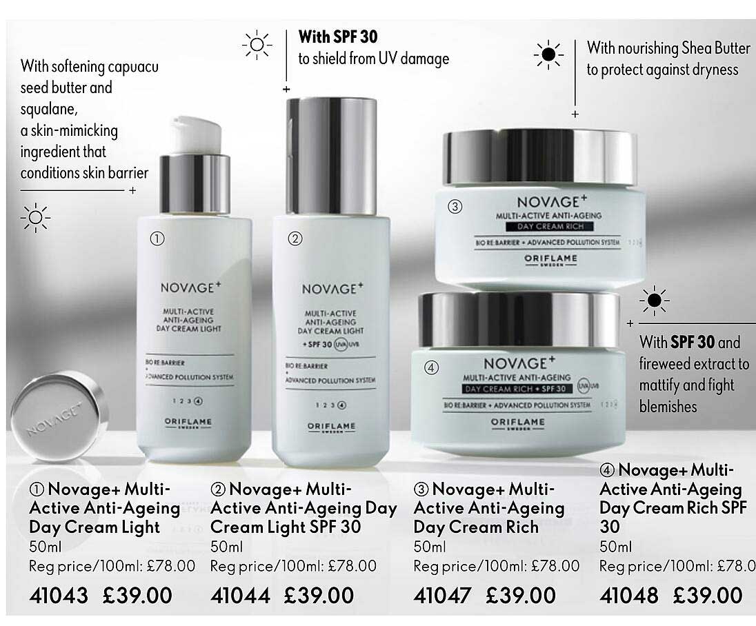 novage+ multi-active anti-âgeing day cream light, novage+ multi-active anti-âgeing day cream light spf30, novage+ multi-active anti-âgeing day cream rich, novage+ multi-active anti-âgeing day cream