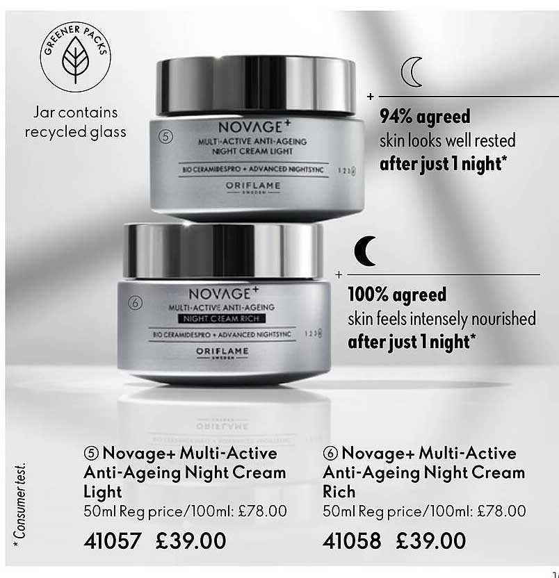 novage+ multi-active anti-âgeing night cream light, novage+ multi-active anti-âgeing night cream rich