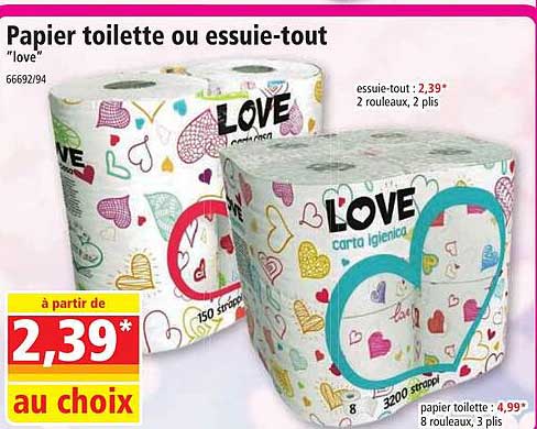 papier toilette ou essuie-tout "love"