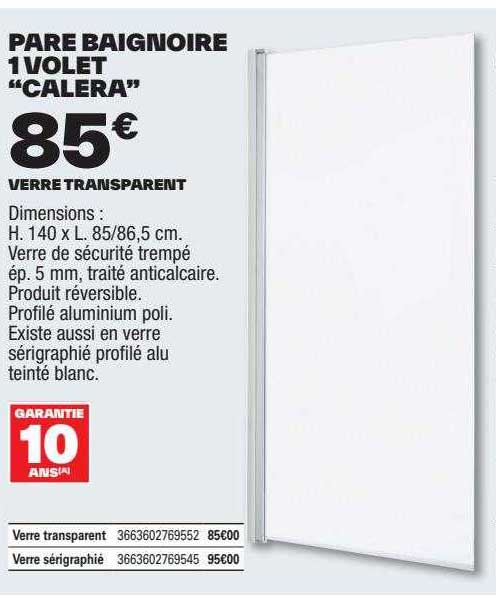 pare baignoire 1 volet "calera"
