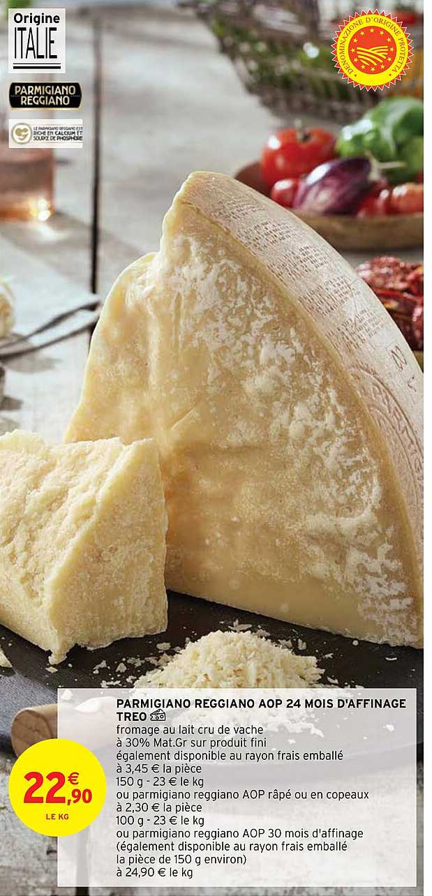parmigiano reggiano aop 24 mois d'affinage tréo