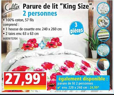 parure de lit "king size" 2 personnes calitex