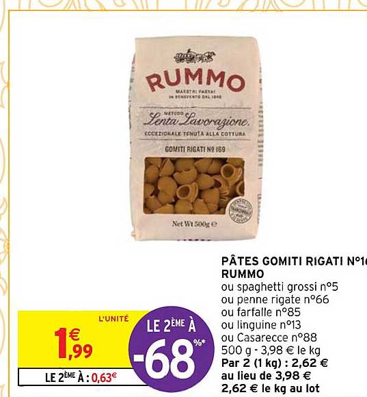pâtes gomiti rigati n°169 rummo