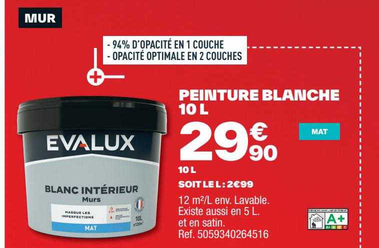 Peinture Blanche 10l Evalux