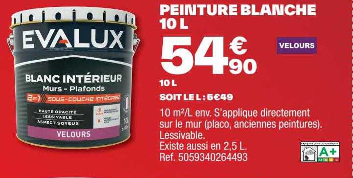 Peinture Blanche 10l Evalux