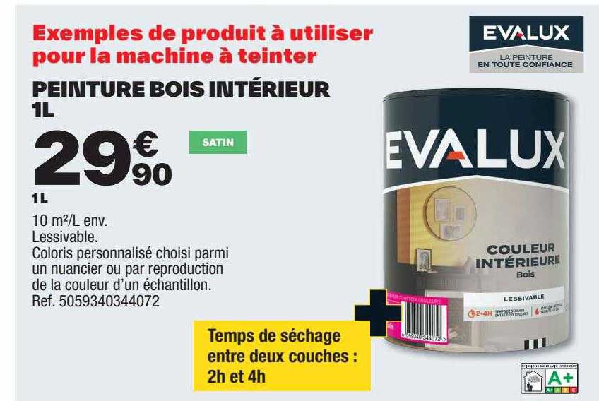 Peinture Bois Intérieur 1l Evalux