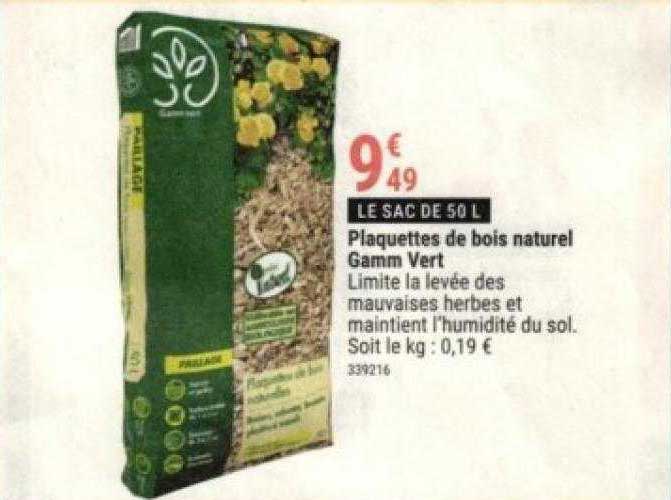 plaquettes de bois naturel gamm vert