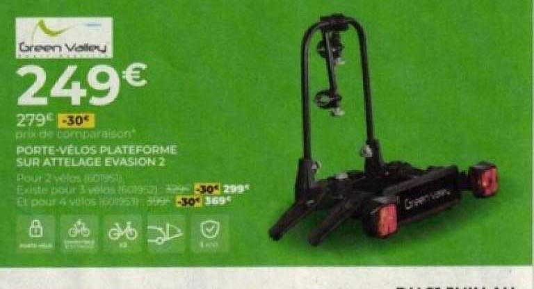 porte-vélos plateforme sur attelage évasion 2 green valley