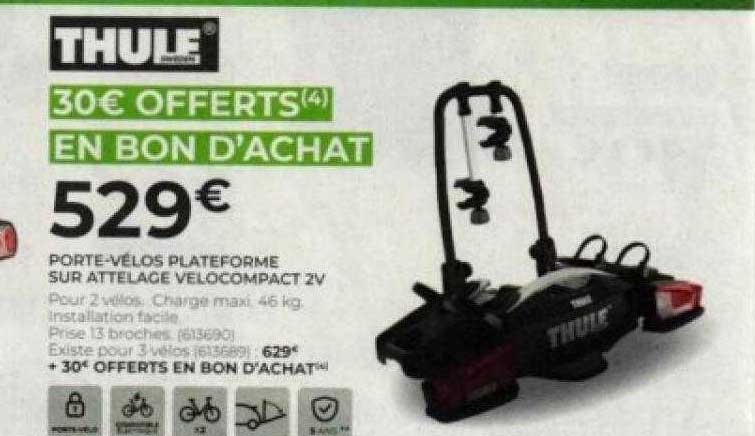 porte-vélos plateforme sur attelage vélo compact 2v thule