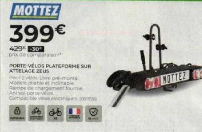 porte-vélos plateforme sur attelage zeus mottez