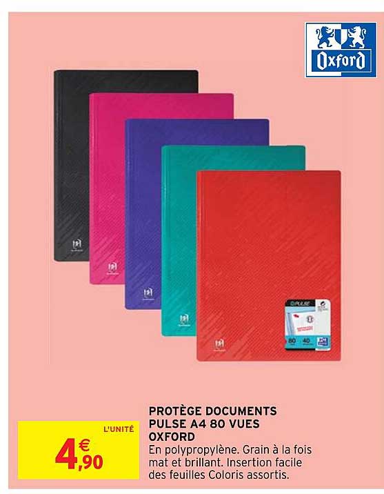 Protège Documents Pulse A4 80 Vues Oxford