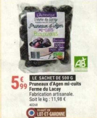 pruneaux d'agen mi-cuits ferme du lacay