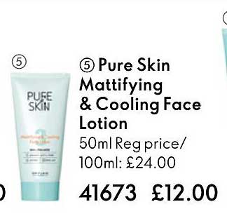 pure skin mattifying & cooling face lotion