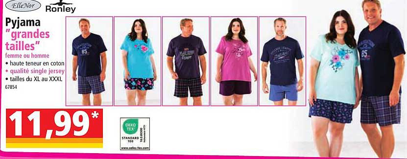 pyjama "grandes tailles" femme ou homme elleNor, ronley
