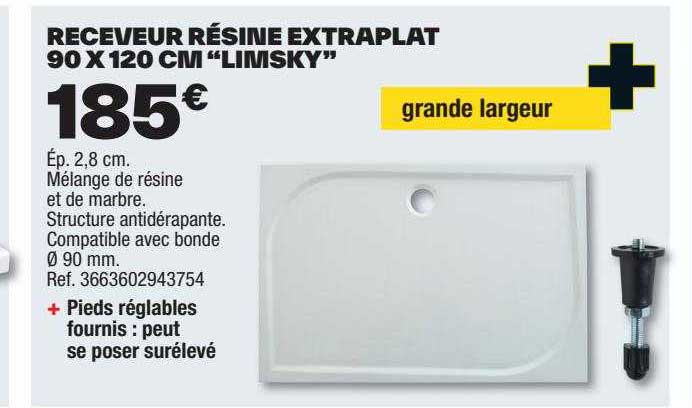 receveur résine extraplat 90 x 120 cm "limsky"