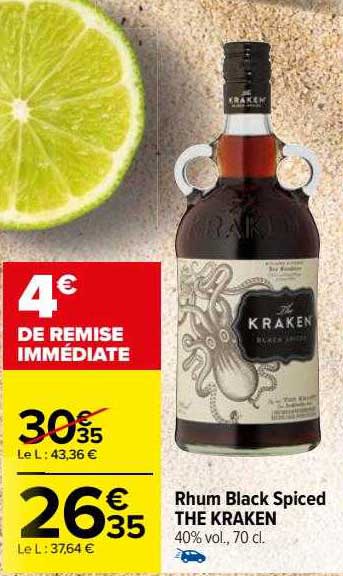 rhum black spiced the kraken