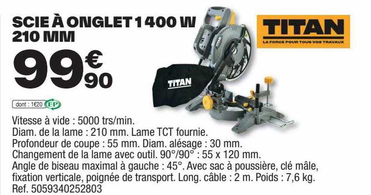 scie à onglet 1400w 210 mm titan