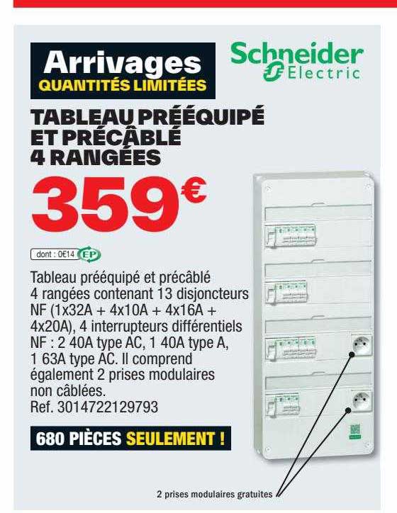 tableau prééquipé et précâblé 4 rangées