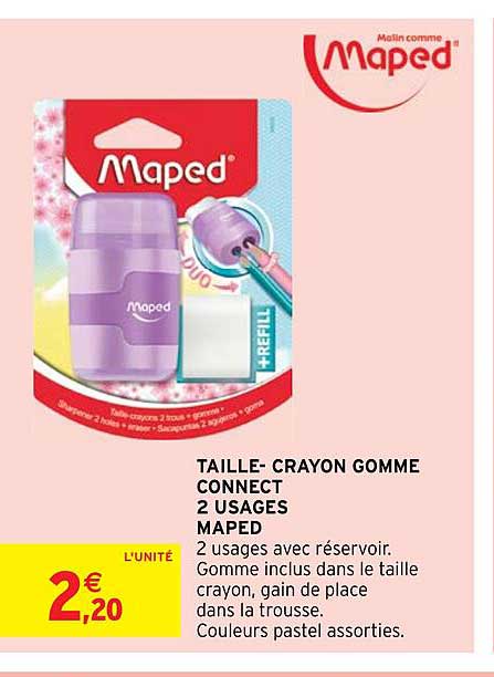 taille-crayon gomme connect 2 usages maped