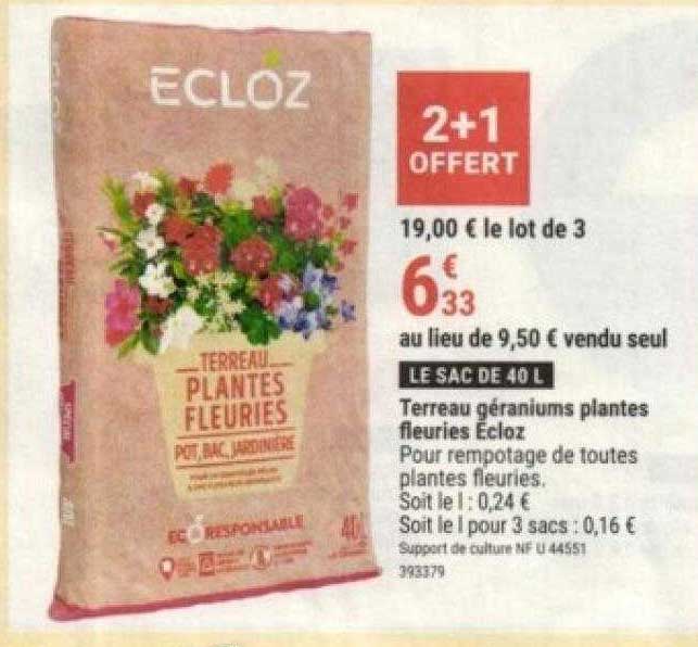 terreau géraniums plantes fleuries ecloz